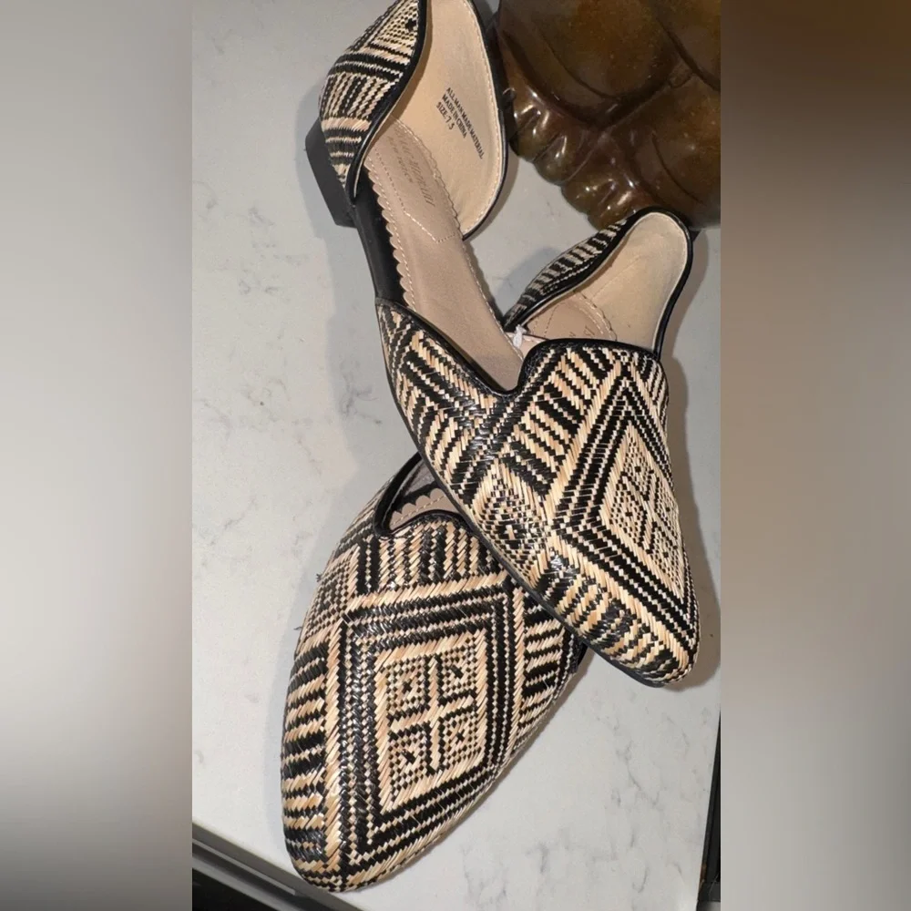 Isaac Mizrahi New York Woven D’Orsay Flats Size 7.5 Neutral Black Tan - Picture 6 of 10